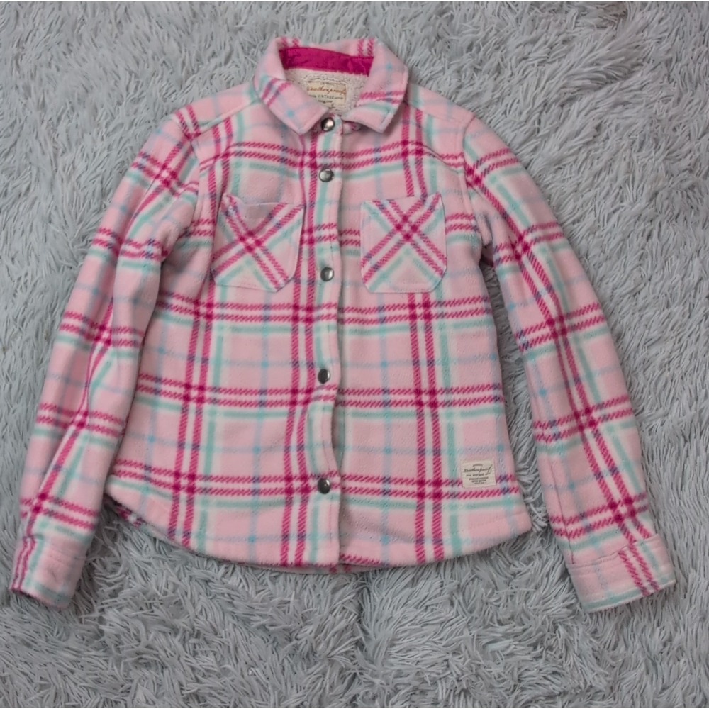 Original Weatherproof Jacket Girls S Pink Cozy Comfort Plaid Snap Up 7 8
